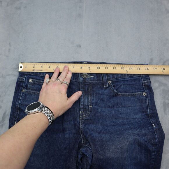 Calvin Klein Jeans Womens 30 Blue Flared Low Rise 5 Pocket Dark Wash Denim Pants - Picture 4 of 16